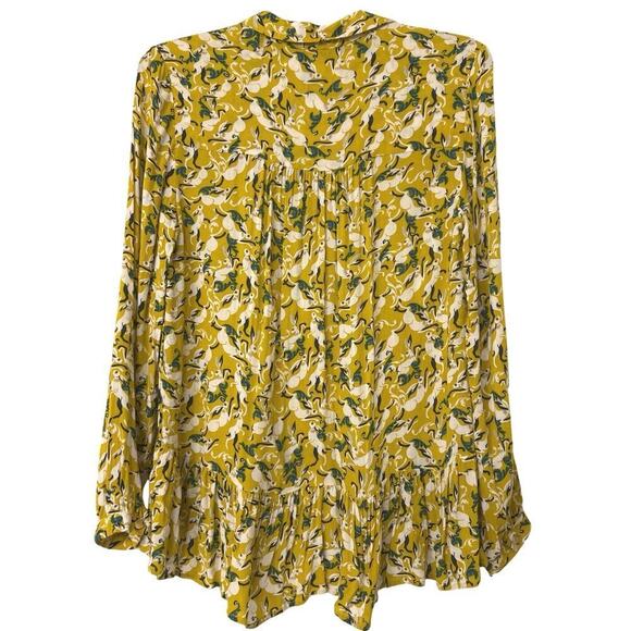 MAEVE By Anthropology Janie Hare Print Flouncy Ruffle Hem Crochet Trim Blouse 4 - Picture 8 of 16
